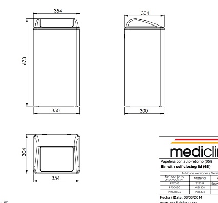 Ведро Mediclinics PP0065CS 65 л, хром матовый