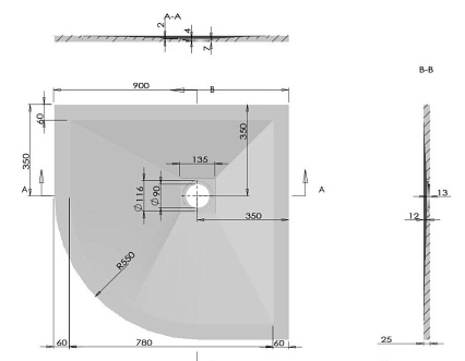 Поддон для душа Vincea VST-4SQ9090G 90x90 серый