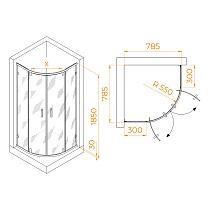 Душевой уголок RGW Classic Cl-55B 80x80 прозрачное, черный 72095588-14