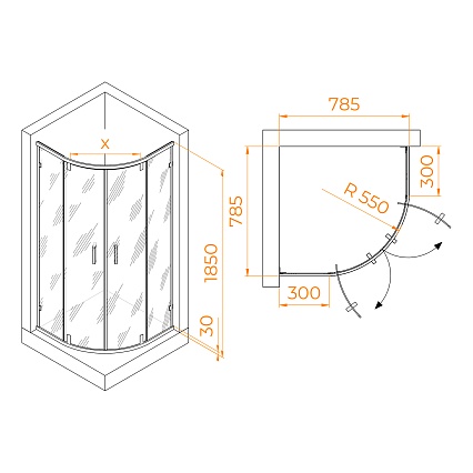 Душевой уголок RGW Classic Cl-55B 80x80 прозрачное, черный 72095588-14