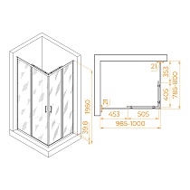 Душевой уголок RGW Passage PA-040B 100x80 прозрачное, черный 3508104080-14