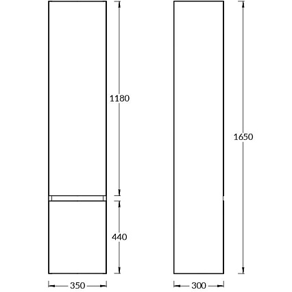 Шкаф пенал Kerama Marazzi Cubo 35 см правый, мальва матовая CUB.165Rh\MAL