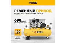 Воздушный компрессор Denzel BCI4000-T/100 ременной привод, 4,0 кВт, 100 литров, 690 л/мин 58123