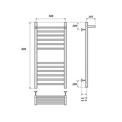 Полотенцесушитель электрический Point PN10158SPE П11 50x80 с полкой, хром