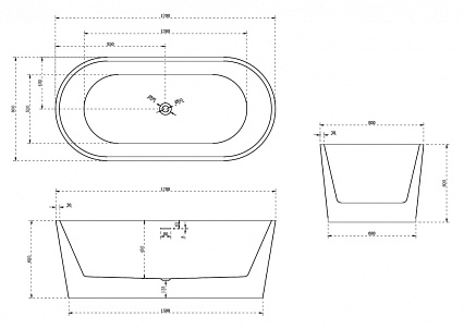 Акриловая ванна Abber AB9209MB 170x80, черный матовый