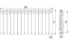 Радиатор биметаллический Bilux с межосевым расстоянием 500 мм, 15 секций BILUX plus R500/15