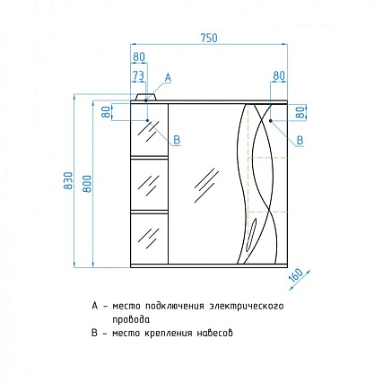 Зеркальный шкаф Style Line Амелия 75x83 см с подсветкой, белый ЛС-00000014