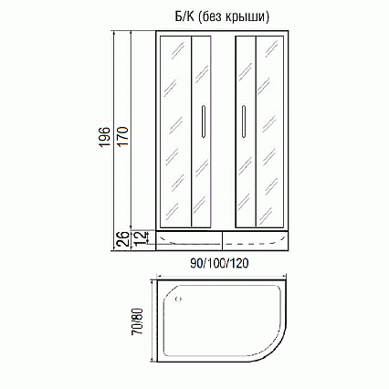 Душевой уголок River Don 90/70/24 MT 90x70 хром, матовое, R без поддона