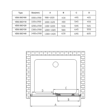 Душевая дверь Vincea Soft VDS-3SO140CL 140x195 хром, прозрачная