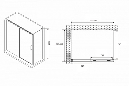 Душевой уголок Abber Komfort AG93140B-S92B 140x90 профиль черный