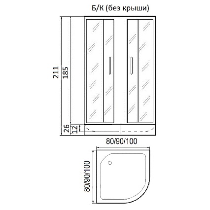 Душевой уголок River Don XL 80/24 MT 80x80 хром, матовое без поддона