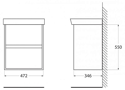 Тумба с раковиной BelBagno Neon 50 см, 2 ящика