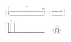 Полотенцедержатель Cezares STYLUS-TH02-IN 23 см, сатин