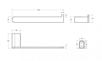 Полотенцедержатель Cezares STYLUS-TH02-IN 23 см, сатин