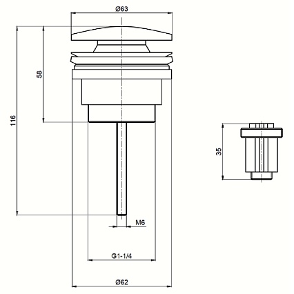 Донный клапан AQUAme AQM7003BG без перелива, шлифованное золото