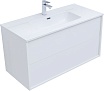 Тумба с раковиной Aquanet Lino (Flat) 80 см белый глянец