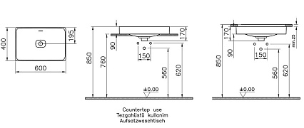 Раковина VitrA Metropole 60х40см 7535B001-0673