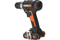 Ударная аккумуляторная дрель-шуруповерт Worx 50 Нм, 20 В, 2 Ач x 2, ЗУ 2 А, кейс WX370