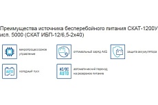 Источник питания Скат -1200У исп. 5000 Источник бесперебойного питания-12/6,5-2x40 12В, 6А, корпус под АКБ 2х40 Ач СС ТР 98