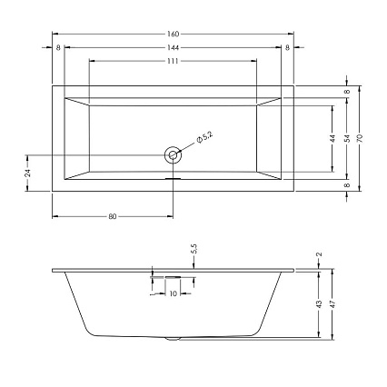 Акриловая ванна Riho Rethink Cubic 160x70 правая