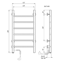 Полотенцесушитель электрический Domoterm Аврора DMT 109-6 40x80 EK ТЭН слева, хром