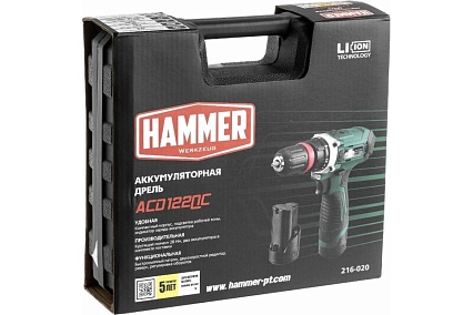 Аккумуляторная дрель Hammer АCD122QC 12B 14280