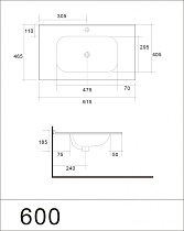 Мебель для ванной Art&Max Elegant 60 см, LED подсветка, ниагара