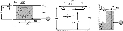 Раковина Jacob Delafon Odeon Rive Gauche EXAU112-Z-00 100 см