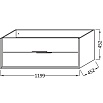 Тумба с раковиной Jacob Delafon Vivienne NEW 120 см с ручками, белый блест./серый