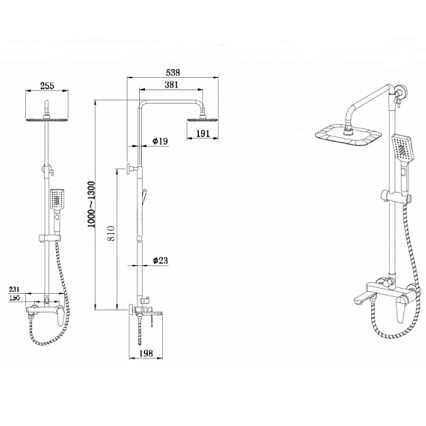 Душевая стойка Bravat Arden F6351385CP-A1-RUS