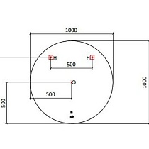 Зеркало Jorno Solo 100x100 см с подсветкой, часами Solo.02.100/W/RL