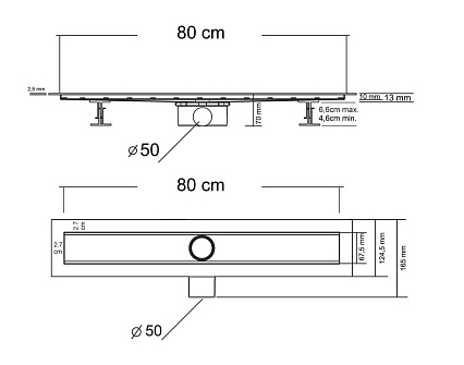 Душевой лоток Vincea Say Optima Nisangah SAY.601.80.P.NSNGH 80 см, хром