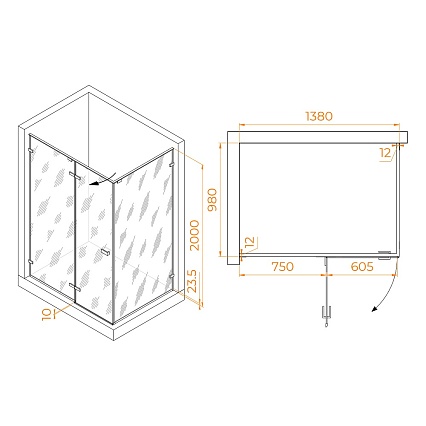 Душевой уголок RGW Stilvol SV-040B 140x100 черный, прозрачное 353204040-14