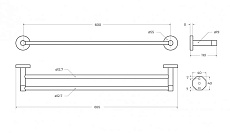 Полотенцедержатель Cezares RELAX-THD-65-01 65 см двойной, хром