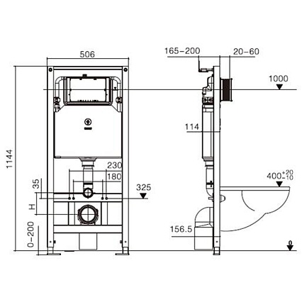 Инсталляция для унитаза WeltWasser Amberg 506 ST WT, кнопка белый