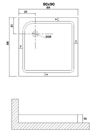 Поддон для душа Niagara Eco NG-P9090-14Q 90x90 белый