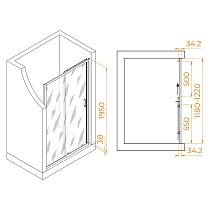 Душевая дверь RGW Passage PA-14Gb 120x195, прозрачное, брашированное золото 41081412-16