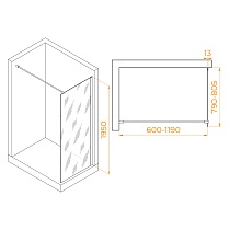 Душевая перегородка RGW Walk In WA-110B 80x195 черный, тонированное 351011008-34
