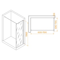 Душевая перегородка RGW Walk In WA-110B 70x195 черный, тонированное 351011007-34