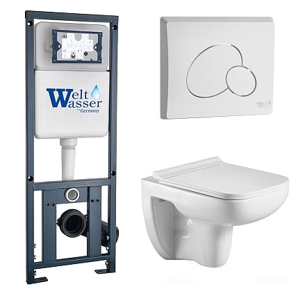 Комплект Weltwasser 10000010728 унитаз Kehlbach 004 GL-WT + инсталляция Marberg 410 + кнопка Mar 410 RD GL-WT