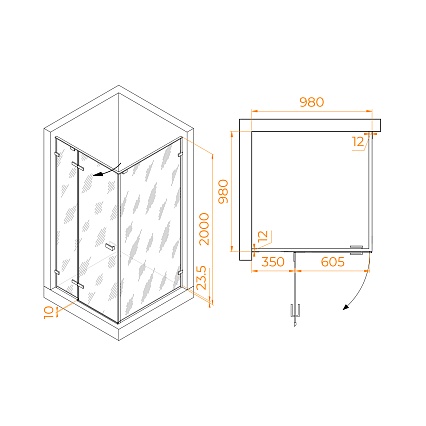 Душевой уголок RGW Stilvol SV-030B 100x100 черный, прозрачное 353203000-14