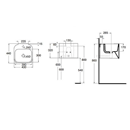 Раковина Azzurra Tandem TALP04443T0M/(ULI200/1 bi)*1 43 см белый