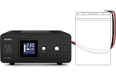 Источник бесперебойного питания SVEN RT-500 Sin, 300Вт, Входное 145-280В, 1×CEE7/4 розетка, клеммы для внешних АКБ, LCD SV-013097