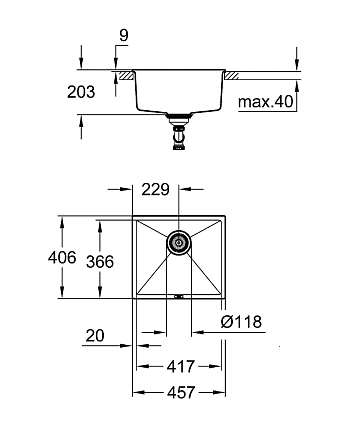 Кухонная мойка Grohe K700U 31653AT0 46 см серый гранит