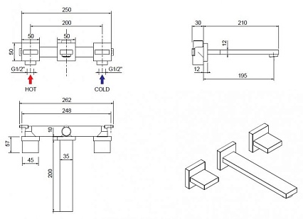 Смеситель для раковины Cezares UNIKA-BLI3-02 бронза