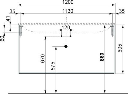 Тумба с раковиной Keuco Plan 120 см белый матовый