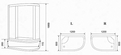 Душевой уголок Parly ZEM120P-L 120x80 с рисунком, левый