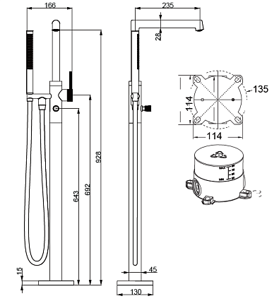 Напольный смеситель Vincea Rim VTF-2RMCH хром