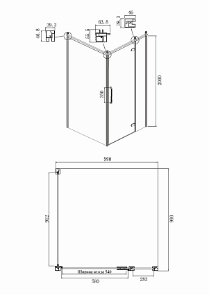 Душевой уголок Ambassador Royal 100x100 18015307-L прозрачный с рисунком, золото