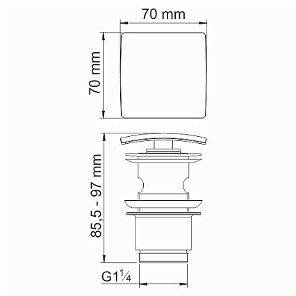 Донный клапан WasserKRAFT A105 с переливом, хром